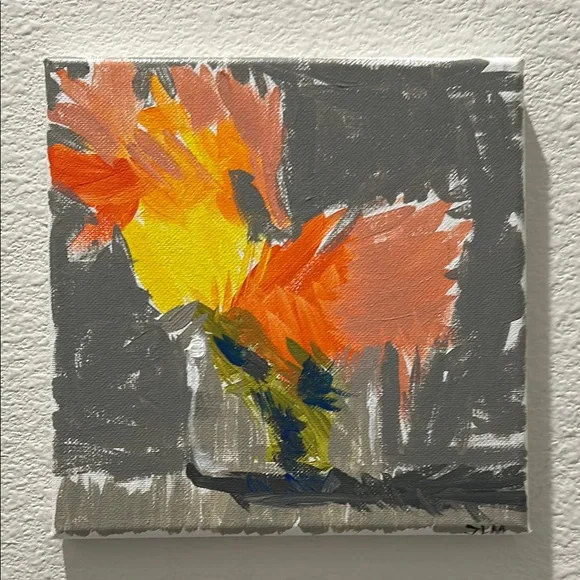 ONE OF A KIND Abstract Floral Canvas Art signed - Picture 1 of 8